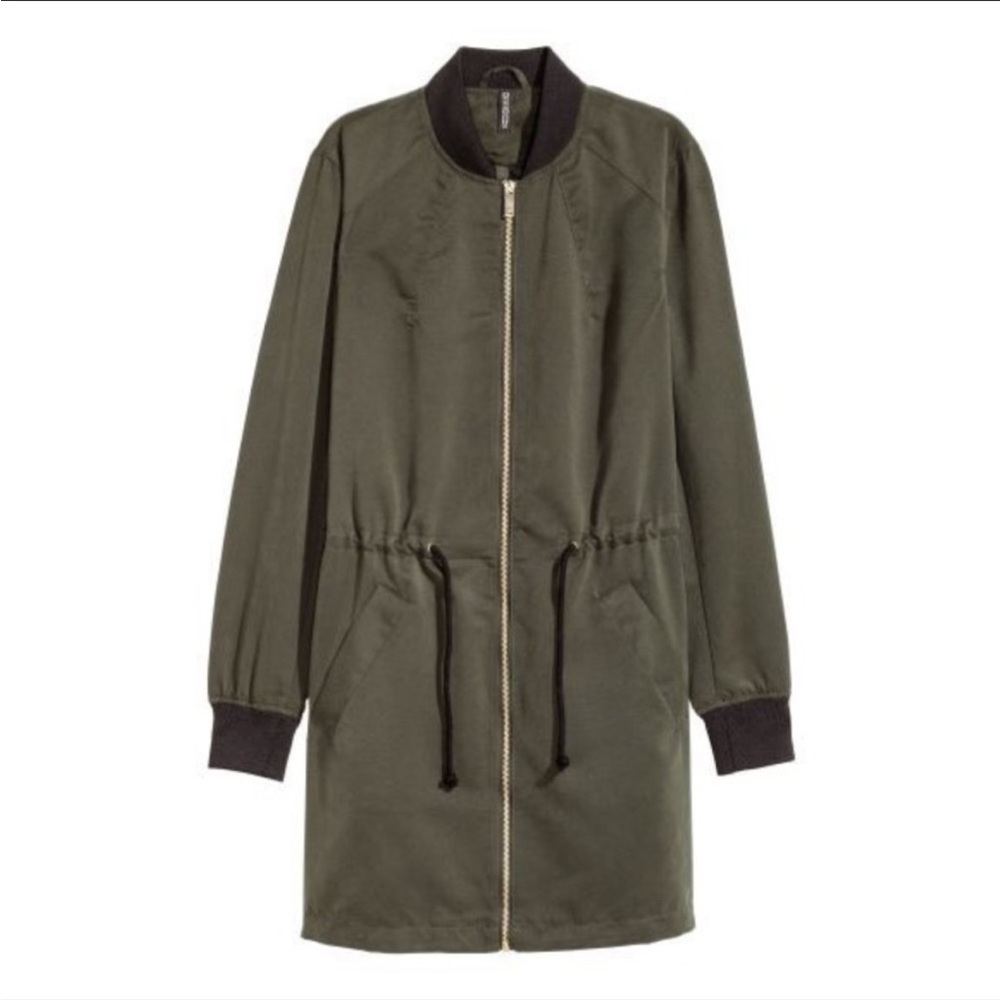 H&M Lightweight Bomber Jacket with Adjustable Waist Cinch Ties